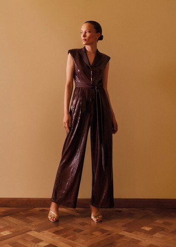 Phase Eight Ivey Burgundy Sequin Jumpsuit Burgundy Canada | ZQYVUH-106